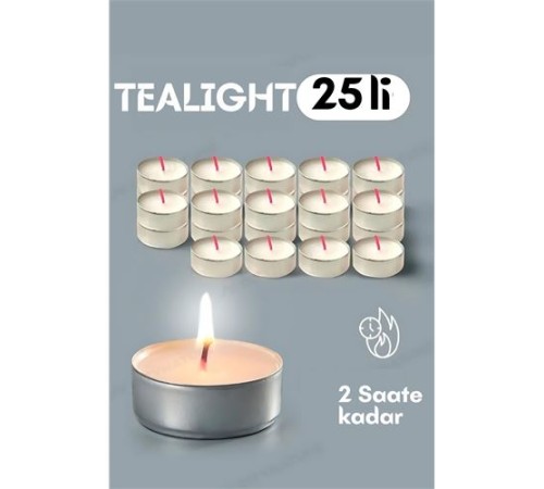 Tealight Mum 25 Adet - Kokusuz Dekoratif Mum Tealight Mum 25 Adet - Kokusuz Dekoratif Mum