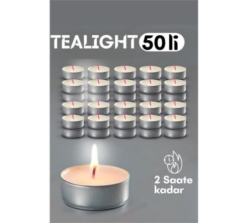 Tealight Mum 50 Adet - Kokusuz Dekoratif Mum Tealight Mum 50 Adet - Kokusuz Dekoratif Mum