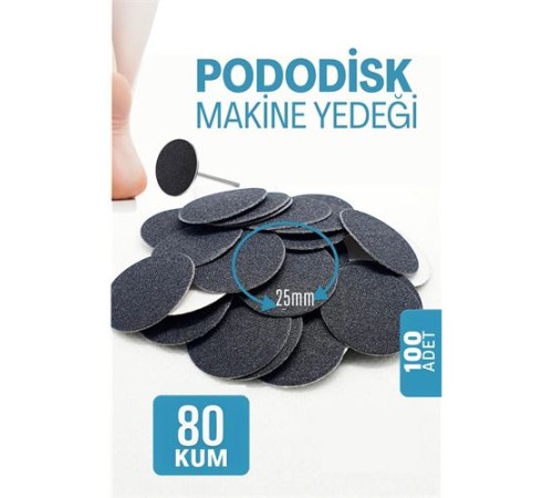 25 mm Pododisk - Nasır Sökücü Pedikür Makinesi Yedek Pedler 100 ADET