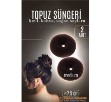 KAHVE Mini Saç Topuz Süngeri  2 ADET 7.5 CM Çap 3 cm Kalınlık
