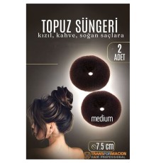 KAHVE Mini Saç Topuz Süngeri  2 ADET 7.5 CM Çap 3 cm Kalınlık