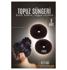KAHVE Mini Saç Topuz Süngeri  2 ADET 8.5 CM Çap 3.5 cm Kalınlık