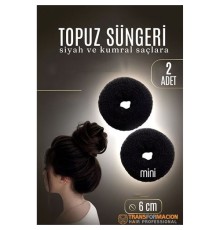 SİYAH Mini Saç Topuz Süngeri  2 ADET 6 CM Çap 2.5 cm Kalınlık