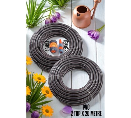 2 Top 20 Metre Bahçe Hortumu Sulama Aparatı Set