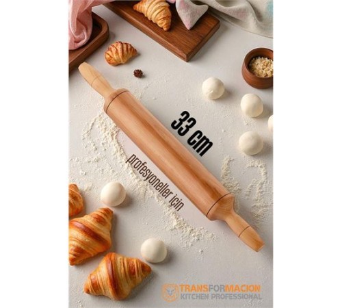 Ahşap Merdane Hamur Açma Merdanesi - 33 cm Küçük Mutfak Merdanesi
