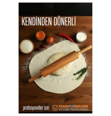Dönerli Ahşap Merdane Hamur Açma Merdanesi - Mutfak Merdanesi