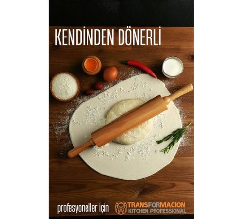 Dönerli Ahşap Merdane Hamur Açma Merdanesi - Mutfak Merdanesi