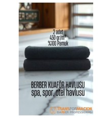 Kuaför Berber Havlusu 2 ADET Pamuk Berber Havlusu 50x90 Siyah
