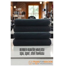 Kuaför Berber Havlusu 4 ADET Pamuk Berber Havlusu 50x90 Siyah
