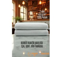 Kuaför Berber Havlusu 2 ADET Pamuk Berber Havlusu 50x90 Beyaz