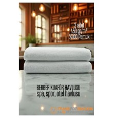 Kuaför Berber Havlusu 2 ADET Pamuk Berber Havlusu 50x90 Beyaz