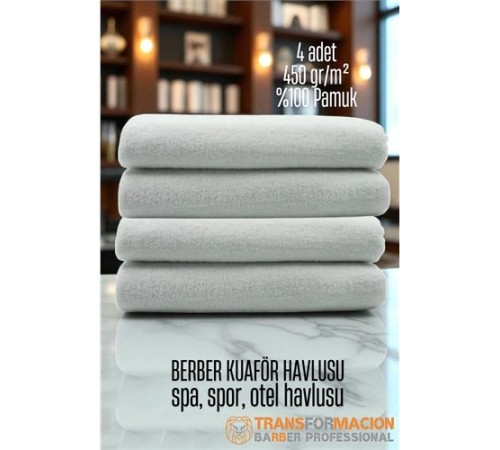 Kuaför Berber Havlusu 4 ADET Pamuk Berber Havlusu 50x90 Beyaz