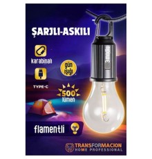 Askılı Portatif Şarjlı Askılı Ampül - Kamp Lambası - Acil Durum Lambası