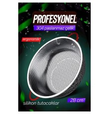 28 CM Kevgir Yuvarlak Süzgeç Profesyonel 304 Paslanmaz Çelik