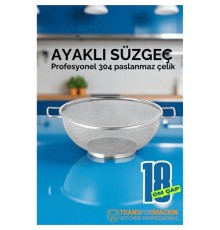 18 cm Süzgeç - Makarna Süzgeci Pirinç Meyve Süzgeci 304 Paslanmaz Çelik