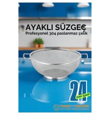 24 cm Süzgeç - Makarna Süzgeci Pirinç Meyve Süzgeci 304 Paslanmaz Çelik