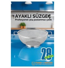 28 cm Süzgeç - Makarna Süzgeci Pirinç Meyve Süzgeci 304 Paslanmaz Çelik