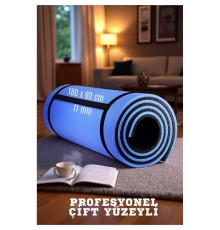 Pilates Matı- Spor Matı - Yoga Matı 11 mm Çift Taraflı Mavi