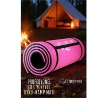 Uyku Matı - Kamp Matı - Piknik Çadır Matı 11 mm Çift Taraflı Pembe