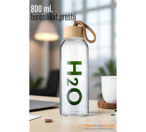Transformacion Cam Matara - 800 Ml Bambu Kapaklı Borosilikat Cam Matara - Ofis Matarası Transformacion Cam Matara - 800 Ml Bambu Kapaklı Borosilikat Cam Matara - Ofis Matarası