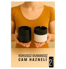 Cam Küllük - Desenli 2 li Küllük Seti  Kafe Küllüğü Restoran Küllüğü Masaüstü Küllük