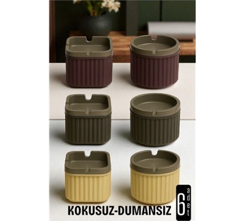 Kokusuz Dumansız Küllük - 6 li Küllük Seti Kafe Küllüğü Restoran Küllüğü Masaüstü Küllük