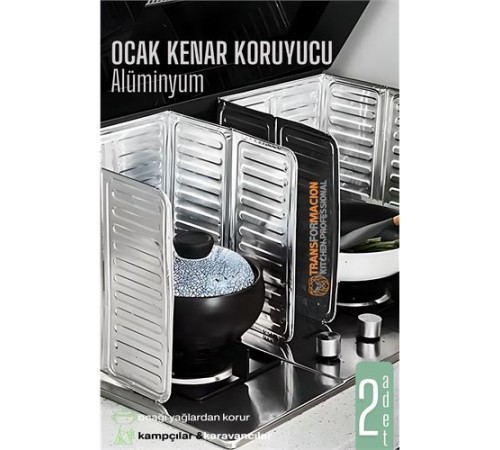 Ocak Kenar Koruyucu 2 Lİ Alüminyum Levha - Ev Kamp Karavan Ocak Koruyucu