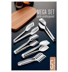 Mutfak Maşa Seti - Makarna Pasta Salata Çok Amaçlı Maşa 5 li SET 304 Paslanmaz Çelik