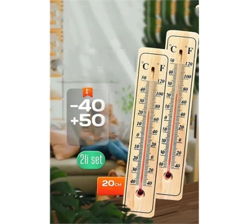 Termometre - Ahşap Duvar Termometresi 2 li SET Termometre - Ahşap Duvar Termometresi 2 li SET