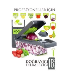 Dilimleyici Doğrayıcı - 16 parça Sebze Et Doğrayıcı Hazneli Dilimeleyici