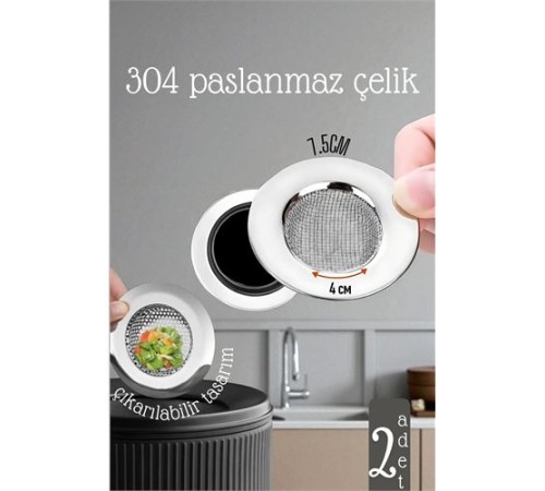 Lavabo Süzgeci - 7.5 cm Çap 2 Lİ SET Gider Sügeci Lavabo Süzgeci