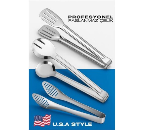 Amerikan Tip Mutfak Maşa Seti 3 LÜ SET 304 Paslanmaz Çelik Amerikan Tip Mutfak Maşa Seti 3 LÜ SET 304 Paslanmaz Çelik