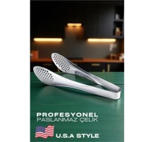 Amerikan Tip Mutfak Maşası 304 Paslanmaz Çelik Makarna Pasta Salata Çok Amaçlı Maşa