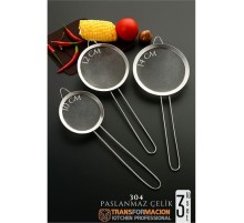 Süzgeç Seti 3 Boy Çok Amaçlı Süzgeç 304 Çelik Profesyoneller İçin