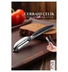 Amerikan Tip Soyacak Seti- Sebze Soyacağı Profesyonel Paslanmaz Çelik 2 li SET