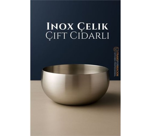 Çift Cidarlı Kase - Inox Çelik Kase  18 cm