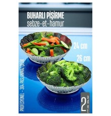 Sebze Pişirme Sepeti - Buharda Pişirme Haşlama Aparatı 15 ve 17 cm 2 li SET