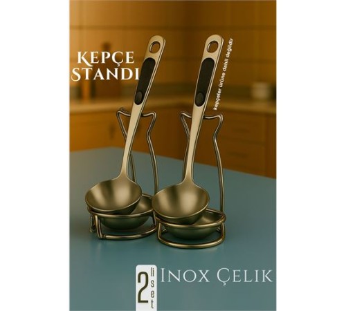 Inox Kepçe Standı - 2 li Kaşık Kepçe Standı- Profesyonel Şef Tasarımı