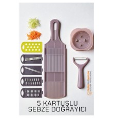5 Başlıklı Dikey Sebze Doğrayıcı - 8 in 1 Italyan Tip Rende Seti -Profesyonel Şefler İçin