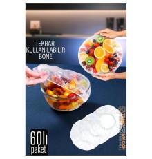 Esnek Kase Bonesi – 60 Adet, 25 cm’e Kadar Uyumlu, Tekrar Kullanılabilir Tabak Bone