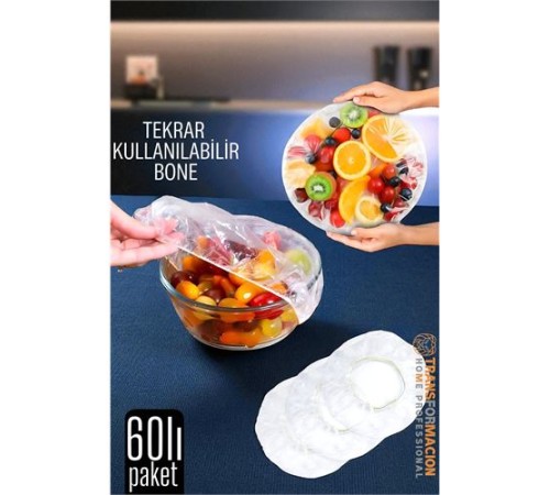 Esnek Kase Bonesi – 60 Adet, 25 cm’e Kadar Uyumlu, Tekrar Kullanılabilir Tabak Bone