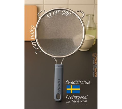 Inox İsveç Dizayn Süzgeç - 7 mm kalınlık halka 304 Çelik Profesyoneller İçin