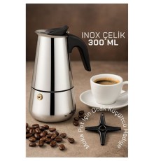 Inox Moka Pot - Paslanmaz Çelik Profesyonel Moka Pot - 300 ml
