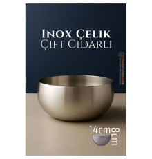 Çift Cidarlı Kase - Inox Çelik Kase  14 cm