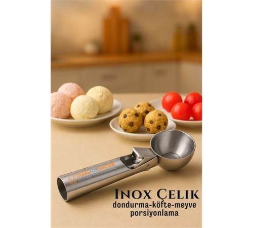 Inox 5 cm Dondurma Kaşığı - Karpuz Kurabiye Köfte Helva Porsiyonlama