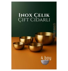 Çift Cidarlı Kase - Inox Çelik 4 LÜ Kase Seti Kase