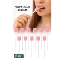 Süngerli Swab - Ağız ve Diş Bakım Çubuğu - 200 Adet Aile Paketi