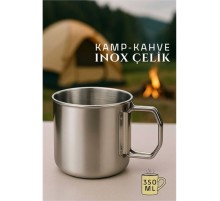 Inox Çelik Kamp Kupası - Inox Kamp Bardağı Profesyonel Inox Çelik 350 ml