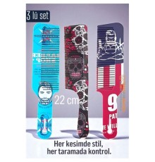 Saç Kesim Tarağı – Özel Tasarım 22 cm 3’lü Berber Tarağı Seti – Antistatik & Isıya Dayanıklı