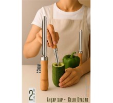 Oyacak - 2 Lİ SET Dolmalık Kabak ve Biber Patlıcan Oyacağı 304 Paslanmaz Çelik